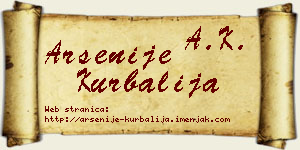 Arsenije Kurbalija vizit kartica